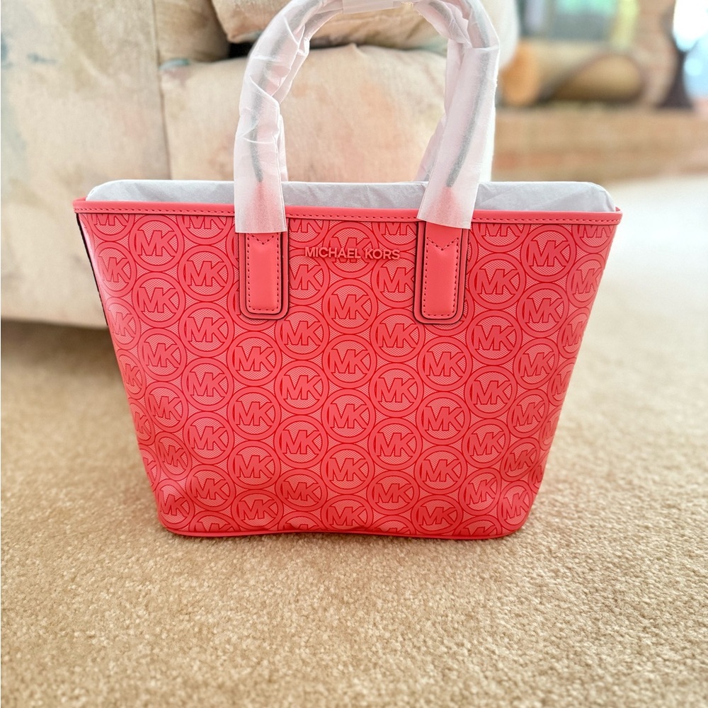 Michael Kors Grapefruit Color Monogram Tote Bag